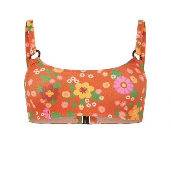 NWT Spell Pomelia Ring Scoop/Ring Pant Bikini in Retro Size XXS Orange Floral - Picture 8 of 16